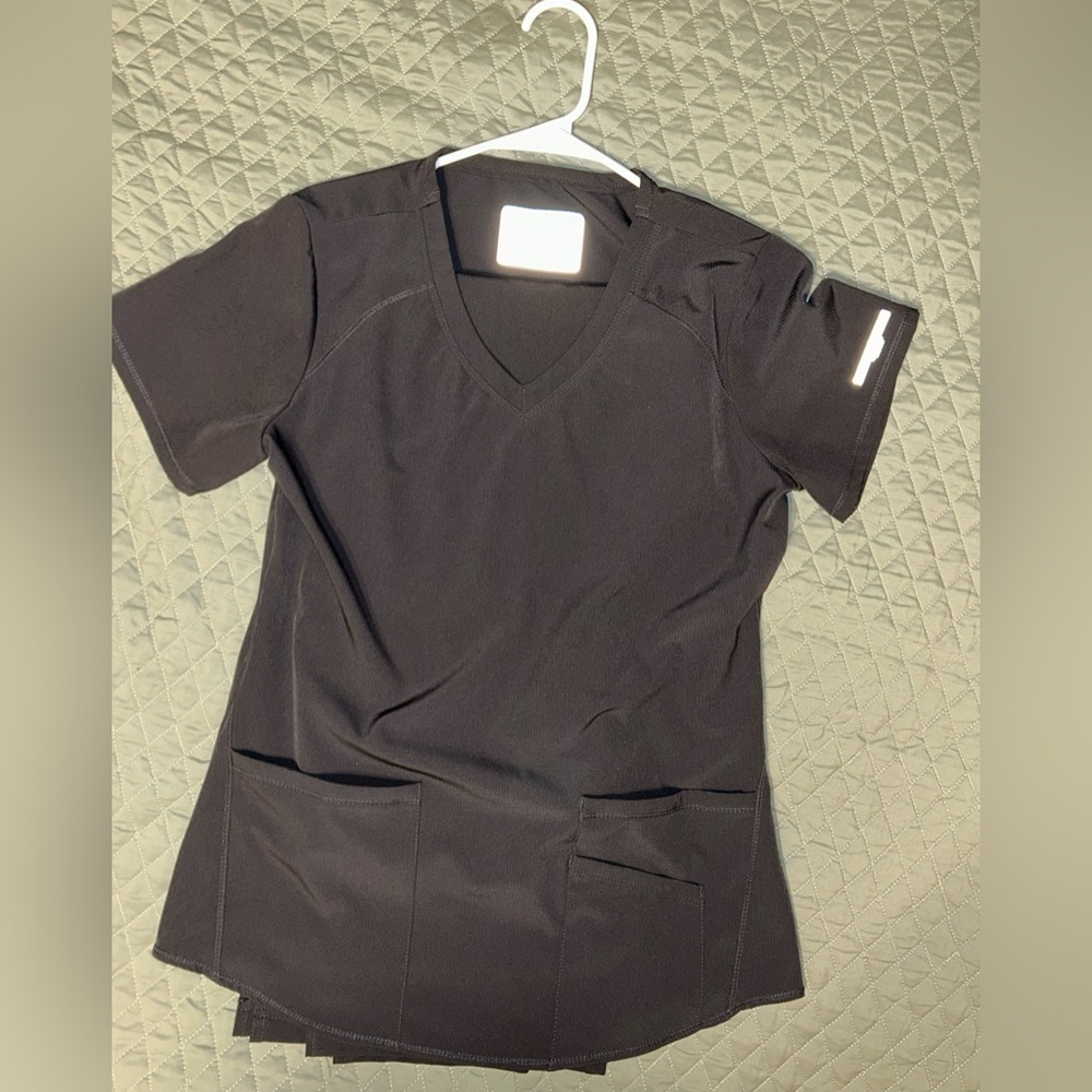 Gray V-Neck Scrub Top with pants